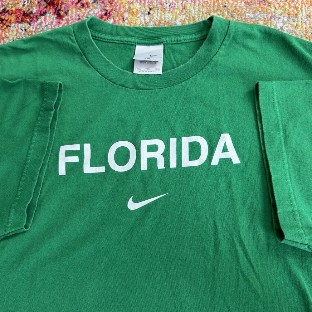 Vintage Y2K Nike Florida Gators Swoosh T-Shirt Mens XXL Green Center Logo